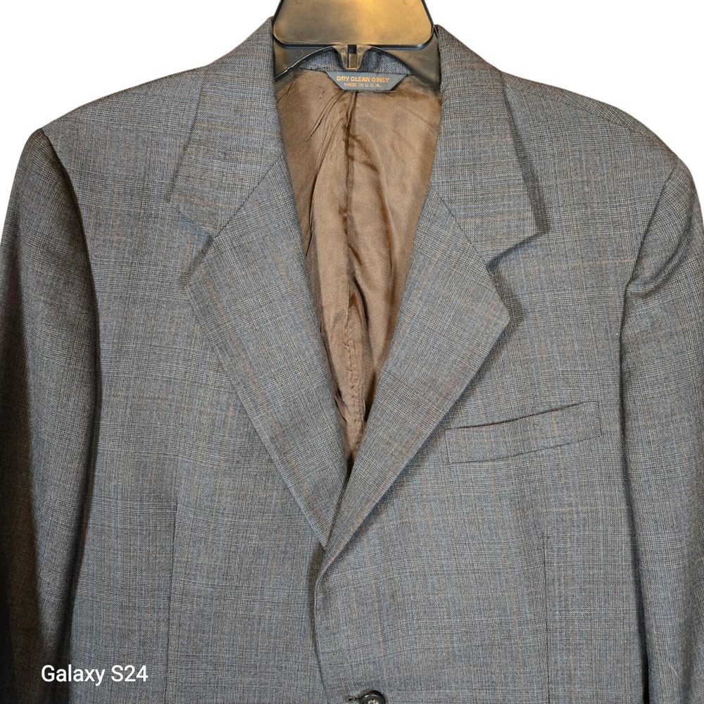 Kuppenheimer Mens Blazer Jacket Sport Coat Plaid‎ Brown Gray Classic
